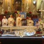 Celebrazione della Santa Messa a Borgo San Martino alla presenza dell'urna con le reliquie di San Giovanni Bosco