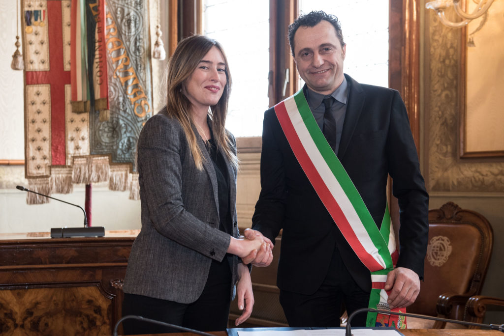 Maria Elena Boschi e il sindaco di Ozzano Davide Fabbri