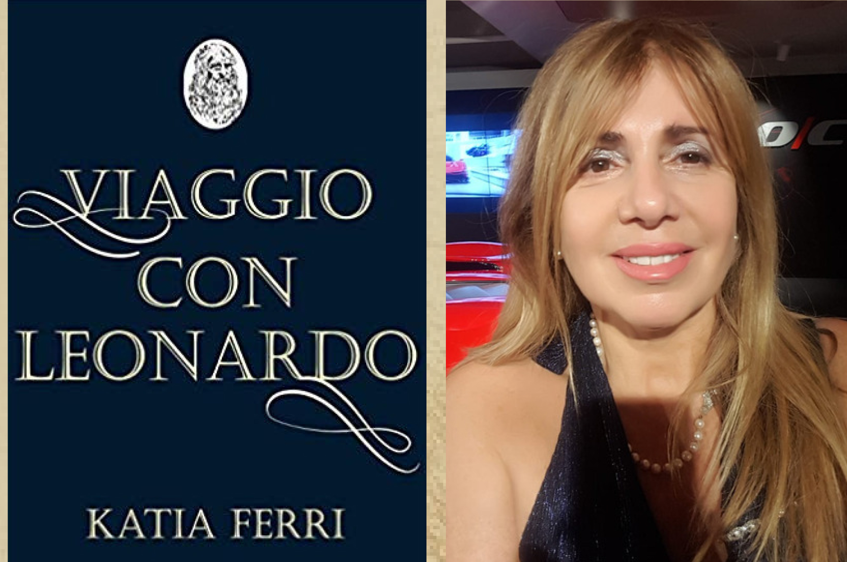 Viaggio con Leonardo, copertina libro e autrice Katia Ferri